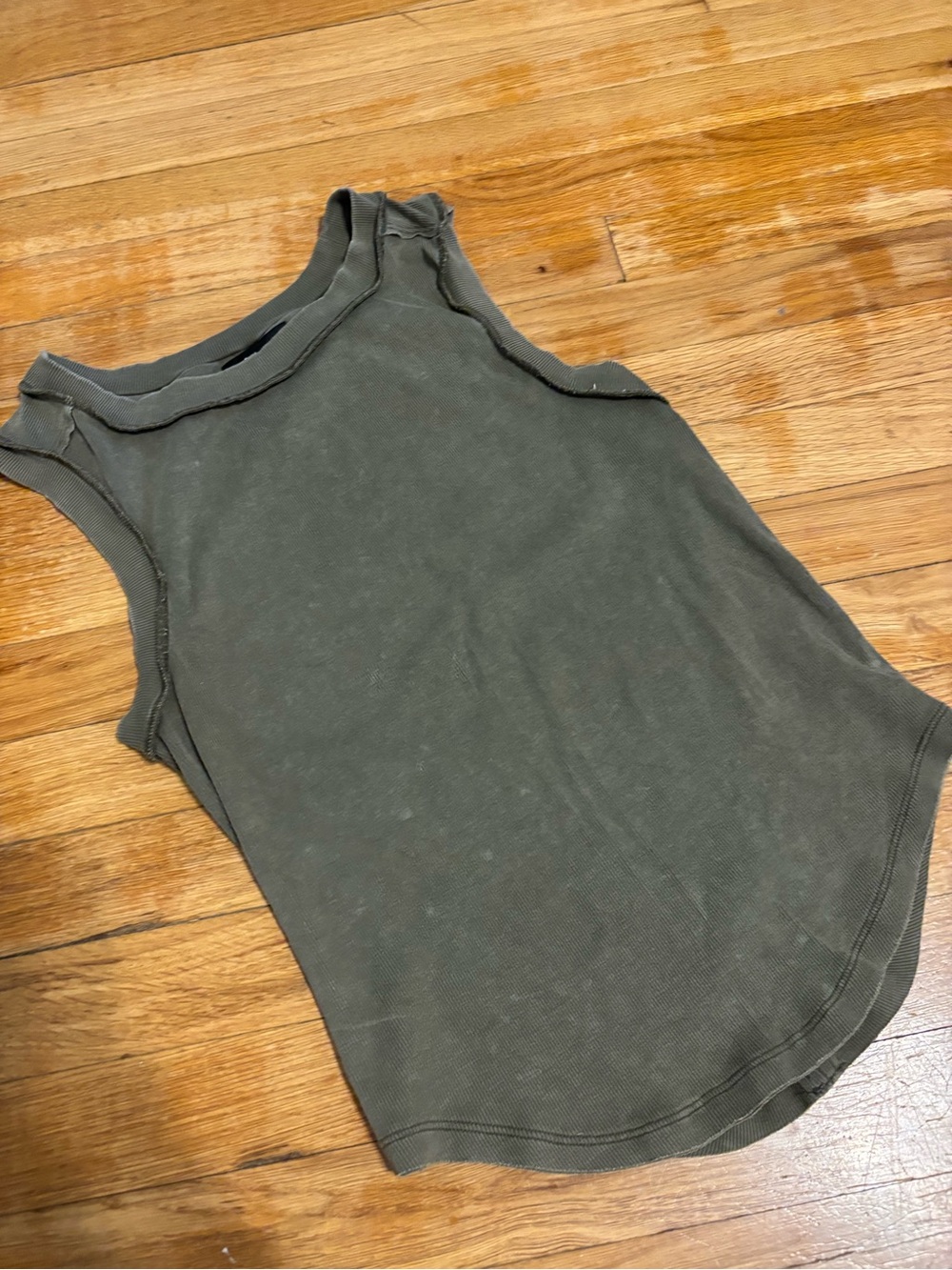 Olive Ribbed Sleeveless Tank Top